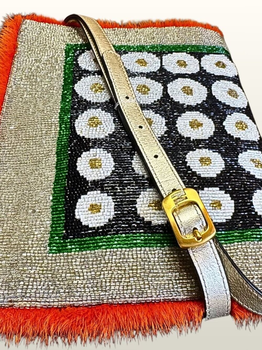 Fendi Beaded Leather & Suede Runway Messenger Bag